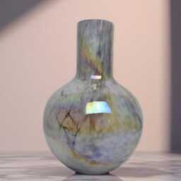 Glass Vase - Mouth Blown Table Hand Painted Design Handmade -Art Decor Wedding Gift Home Decor- Idea- Grey - thumbnail 2