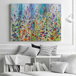 Floral Canvas Print, Paint Splash Artwork, Nature Wall Art - thumbnail 2