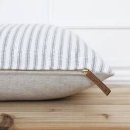 Ticking Striped Pillow Cover Gray & White Decorative Throw Cushion Stripe Designer Covers - Willa - thumbnail 2