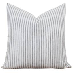 Ticking Striped Pillow Cover Gray & White Decorative Throw Cushion Stripe Designer Covers - Willa - thumbnail 3