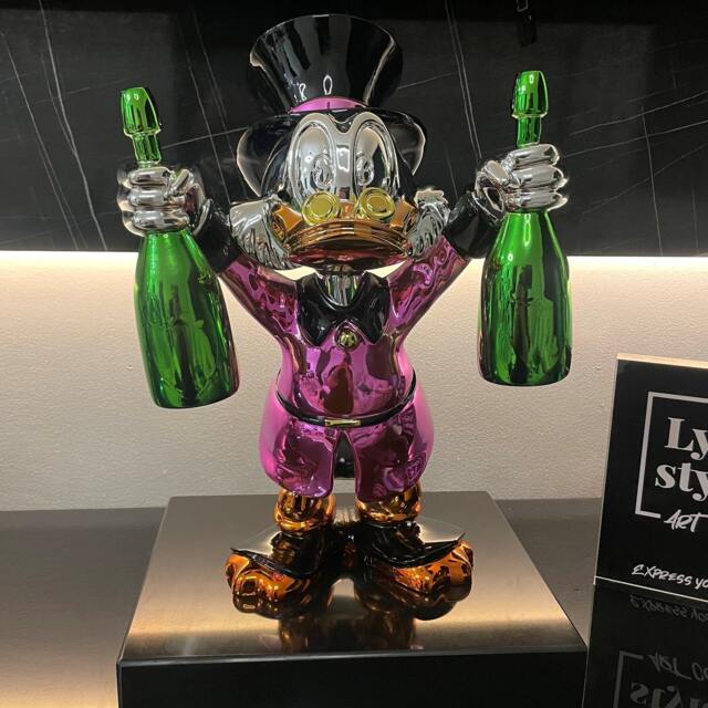 Chrome Pink Scrooge Mcduck Sculpture Pop Art Luxury Home Decor - image 1
