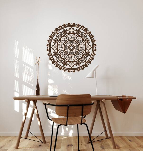 Mandala Wall Decal Bedroom, Bohemian Decor Living Room, Mehndi Vinyl Yoga Studio Art, Flower Symbol Meditation Sticker S6 - image 1