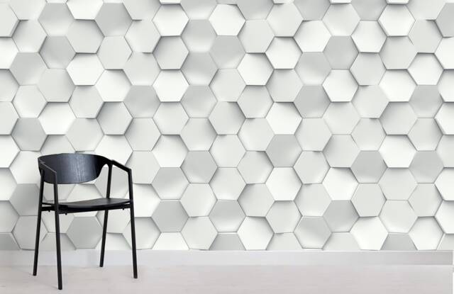 3D Hexagon Wallpaper, Geometric Wall Mural, Peel & Stick - image 1