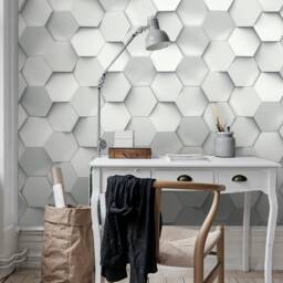 3D Hexagon Wallpaper, Geometric Wall Mural, Peel & Stick - thumbnail 3