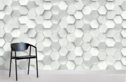 3D Hexagon Wallpaper, Geometric Wall Mural, Peel & Stick - thumbnail 1