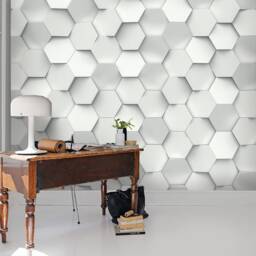 3D Hexagon Wallpaper, Geometric Wall Mural, Peel & Stick - thumbnail 2