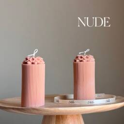 Sculptural Flower Soy Pillar Candle Minimalist Home Decor - thumbnail 3