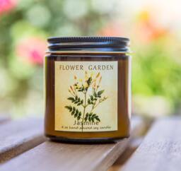 Girlfriend Gift Floral Scented Soy Candle Jasmine, Natural Soy Candles, Mom Gift, Flower Candle, 4 Oz, Unique - thumbnail 1