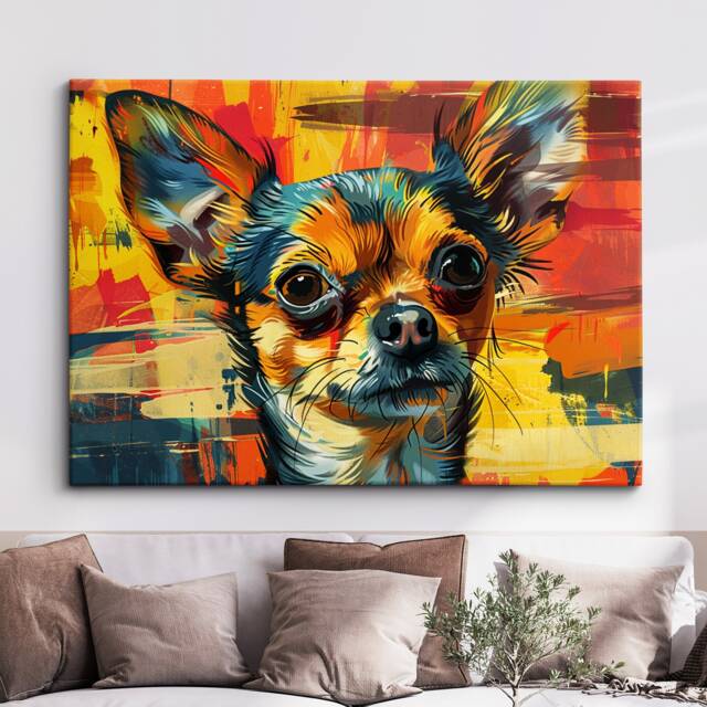 Chihuahua Abstract Painting Framed Poster Print & Canvas Wall Decor Art Bar Kitchen Room Dog Gift Idea Pet - image 1