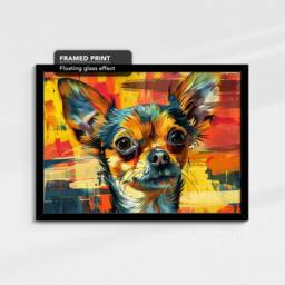 Chihuahua Abstract Painting Framed Poster Print & Canvas Wall Decor Art Bar Kitchen Room Dog Gift Idea Pet - thumbnail 2