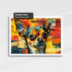 Chihuahua Abstract Painting Framed Poster Print & Canvas Wall Decor Art Bar Kitchen Room Dog Gift Idea Pet - thumbnail 3