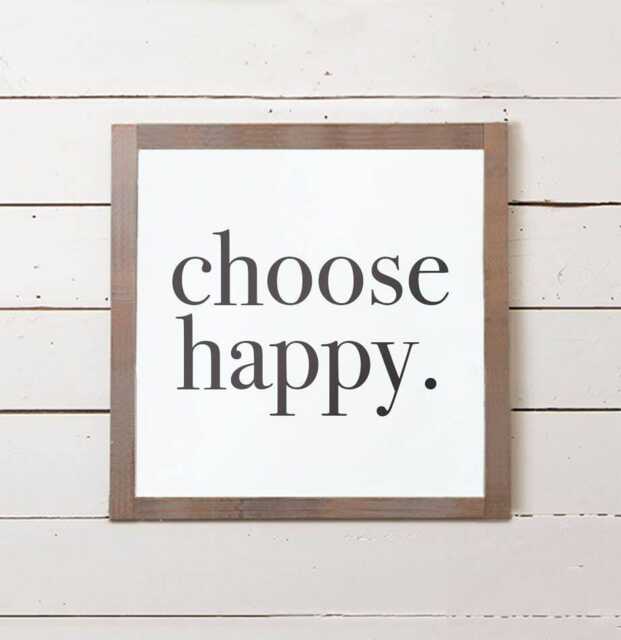 Choose Happy Sign - Modern Farmhouse Wall Decor - 8x8, Bedroom Art, Office Decoration - image 1