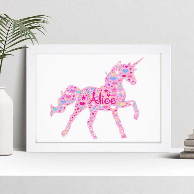Personalised Unicorn Name Print - Custom Kids Wall Art - image 1