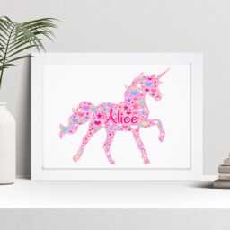 Personalised Unicorn Name Print - Custom Kids Wall Art - thumbnail 1