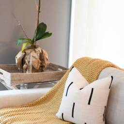 Spil - Spindle White Handmade African Mud Cloth - With Black Lines Mudcloth Cushion Dash Striped - thumbnail 2