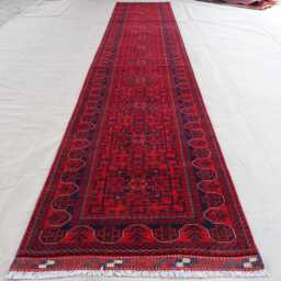 16 Ft Runner Rug 2'9x16'4 Afghan Tribal Bukhara Rug, Handmade Wool Turkmen Oriental Red Carpet, Long Hallway Runner, Stairs - thumbnail 3