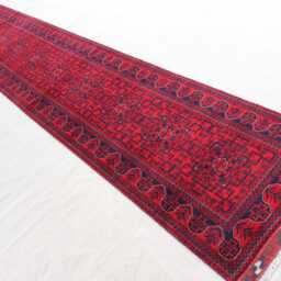 16 Ft Runner Rug 2'9x16'4 Afghan Tribal Bukhara Rug, Handmade Wool Turkmen Oriental Red Carpet, Long Hallway Runner, Stairs - thumbnail 2