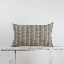 Woven Cotton Lumbar Pillow, Dark Brown Kilim Style, Bamboo Reverse