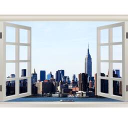 Vwaq Manhattan Window Wall Sticker - New York City Skyline Decal Print Nwt9 - thumbnail 2