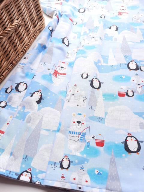Baby Blanket - Luxurious Cotton & Plush For Newborn Nursery, Stroller & Car Winter Animals Penguin Polar Bear - image 1