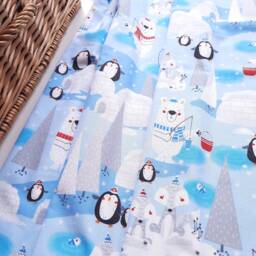Baby Blanket - Luxurious Cotton & Plush For Newborn Nursery, Stroller & Car Winter Animals Penguin Polar Bear - thumbnail 2
