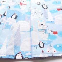 Baby Blanket - Luxurious Cotton & Plush For Newborn Nursery, Stroller & Car Winter Animals Penguin Polar Bear - thumbnail 3