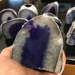 Large Purple Agate End Microcrystalline Quartz Silver Gilded Tealight Candle Holder - thumbnail 3