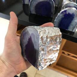 Large Purple Agate End Microcrystalline Quartz Silver Gilded Tealight Candle Holder - thumbnail 4