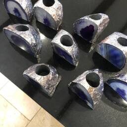 Large Purple Agate End Microcrystalline Quartz Silver Gilded Tealight Candle Holder - thumbnail 2