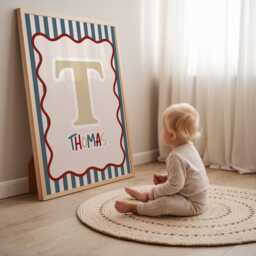 Childrens Room Prints, Boys Bedroom Wall Poster, Stripe Retro Scandi Decor, Playroom Nursery Poster - thumbnail 3