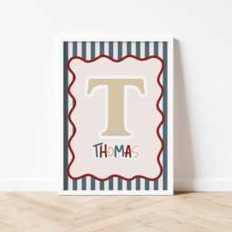 Childrens Room Prints, Boys Bedroom Wall Poster, Stripe Retro Scandi Decor, Playroom Nursery Poster - thumbnail 2