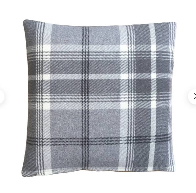 Handmade Balmoral Dove Grey Tartan Tweed Plaid Wool Effect Fabric Cushion Cover Pillow Sham - image 1