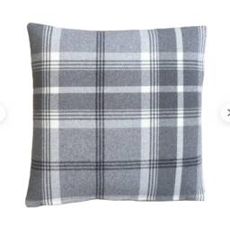 Handmade Balmoral Dove Grey Tartan Tweed Plaid Wool Effect Fabric Cushion Cover Pillow Sham - thumbnail 1