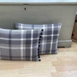 Handmade Balmoral Dove Grey Tartan Tweed Plaid Wool Effect Fabric Cushion Cover Pillow Sham - thumbnail 2