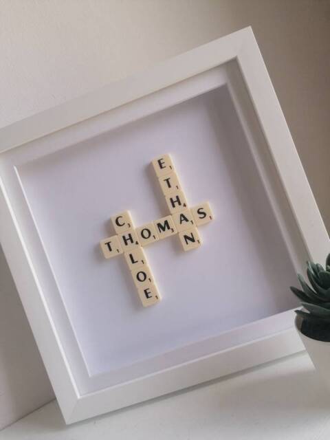 Personalised Frame Gift, Custom Family Name Frame, Tile Wall Art, Anniversary Gift, Handmade Box Frames - image 1
