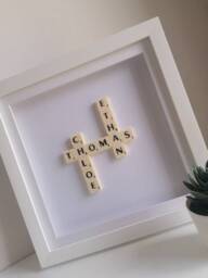 Personalised Frame Gift, Custom Family Name Frame, Tile Wall Art, Anniversary Gift, Handmade Box Frames - thumbnail 1