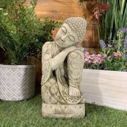 Stone Garden Sleeping Welsh Buddha Statue Hand Cast Ornament - thumbnail 3
