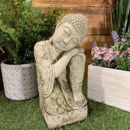 Stone Garden Sleeping Welsh Buddha Statue Hand Cast Ornament - thumbnail 4