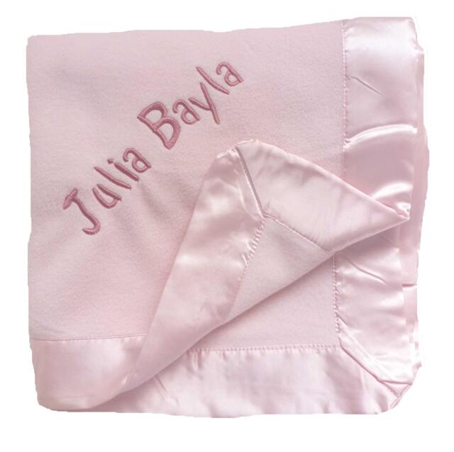 Satin Edged Microfleece Baby Blanket Personalized With Baby's Name Or Monogram