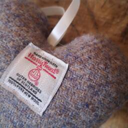 Hand Crafted Harris Tweed Animal Design Embroidered Hanging Heart Decoration - thumbnail 3