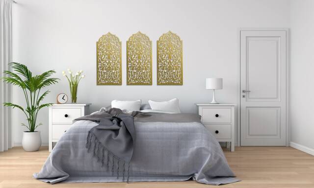 3D Ornament Wood Wall Art Decor, Moroccan, Arabic Openwork Arabic Ornament, Living Room, Wooden Panel, Gift - image 1