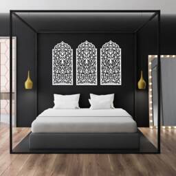3D Ornament Wood Wall Art Decor, Moroccan, Arabic Openwork Arabic Ornament, Living Room, Wooden Panel, Gift - thumbnail 3