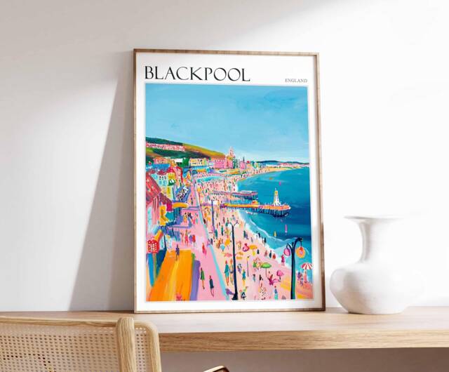 Blackpool England Travel Poster British Seaside Wall Art - image 1