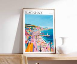 Blackpool England Travel Poster British Seaside Wall Art - thumbnail 1