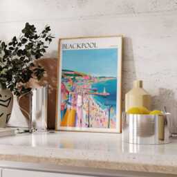 Blackpool England Travel Poster British Seaside Wall Art - thumbnail 3