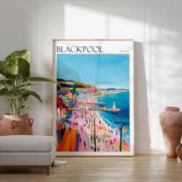 Blackpool England Travel Poster British Seaside Wall Art - thumbnail 2