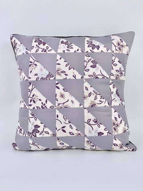 Patchwork Throw Pillow Cover Quilted Floral Cushion, 16x16 - image 1