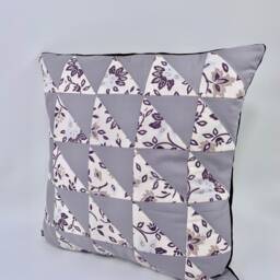 Patchwork Throw Pillow Cover Quilted Floral Cushion, 16x16 - thumbnail 3