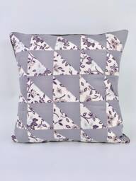 Patchwork Throw Pillow Cover Quilted Floral Cushion, 16x16 - thumbnail 1