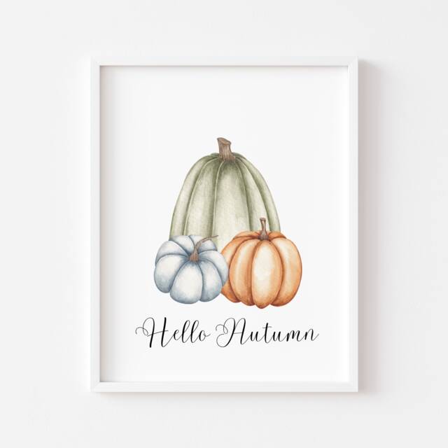 Autumn Pumpkins Print Pumpkin Trio- Wall Art, Cosy Home Accessories, Fall Decorations, Decor, Watercolour - image 1